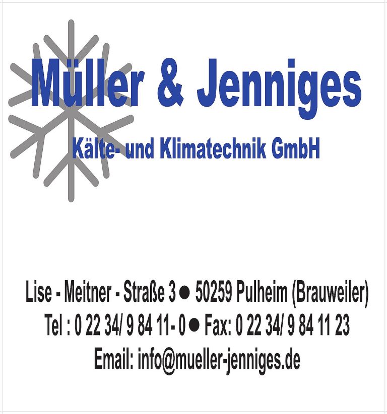 Werbeplakat von Müller und Jenniges Kälte- und Klimatechnik aus Pulheim-Brauweiler